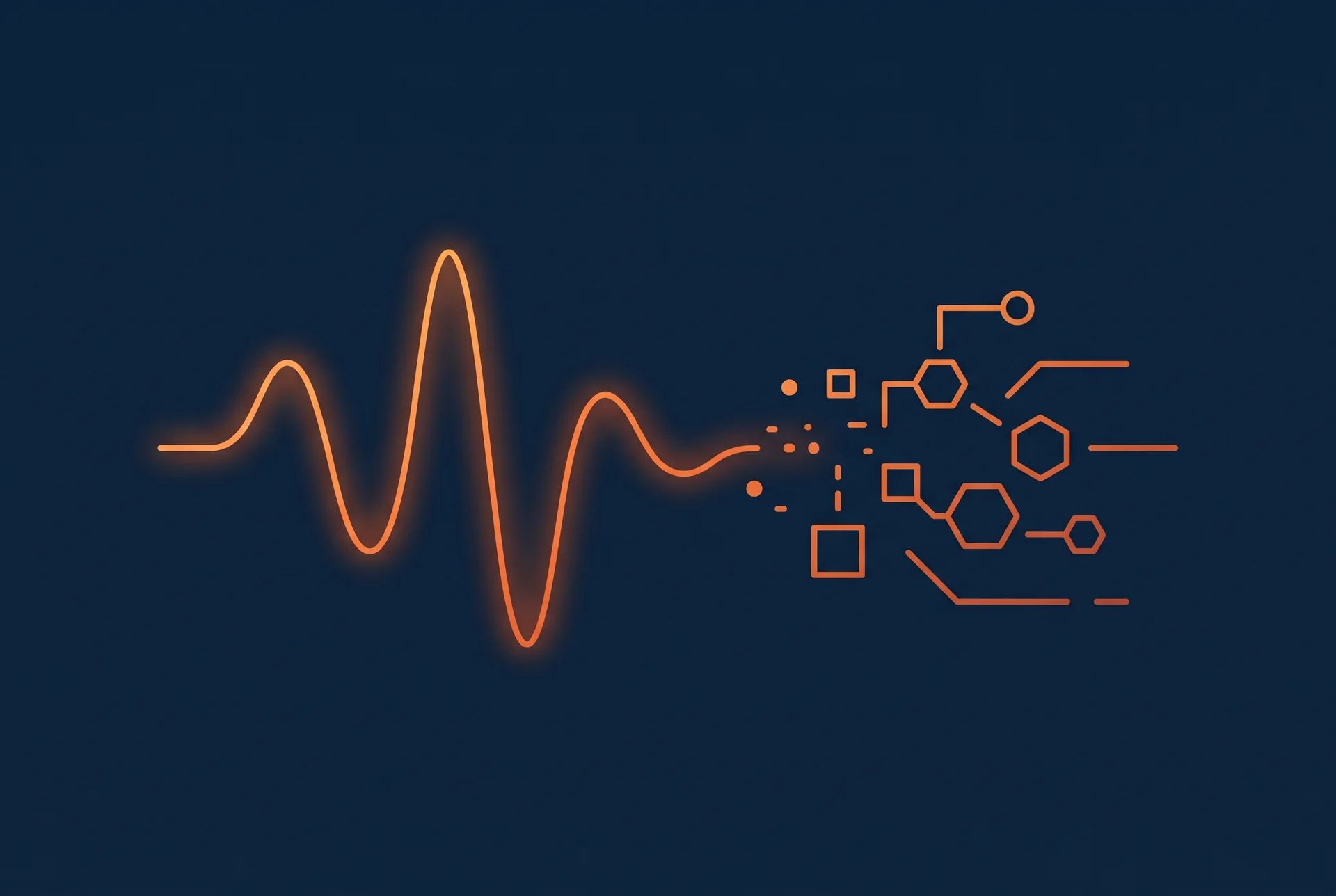 Abstract artwork of a sound waveform dissolving into structured data